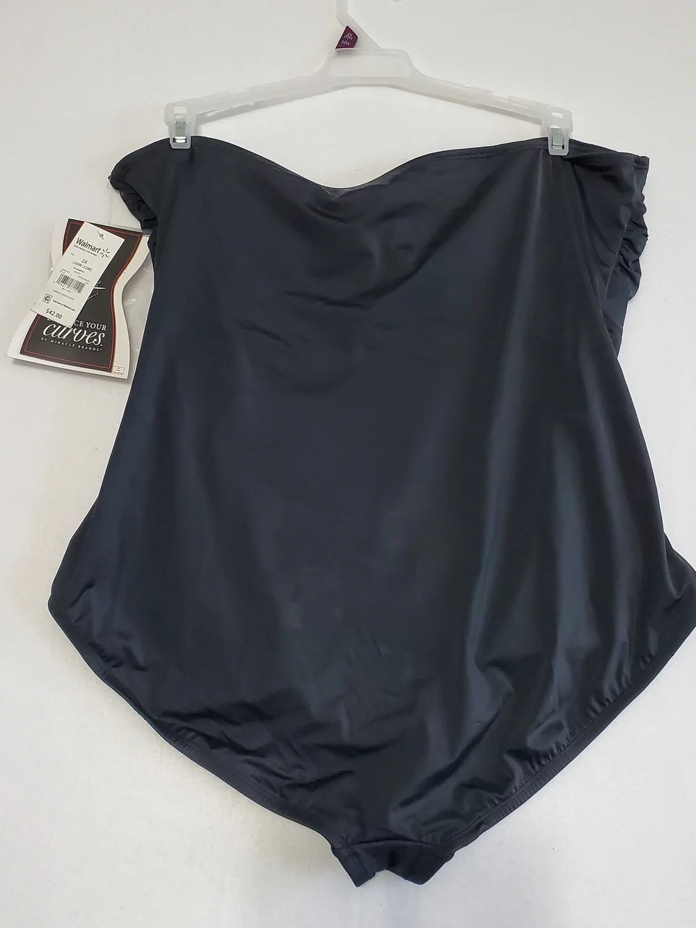 Black Strapless Ruched One-Piece Swimsuit NWT 2X 20W-22W